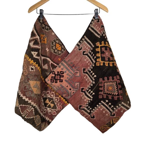 Vtg Set 2 19.5x19.5 Woven Turkish Anatolia Kilim Rug Pillow Cover Boho Decor - Picture 1 of 9